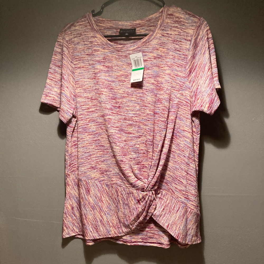 NWT Bobeau purple/pink front knot size large shirt